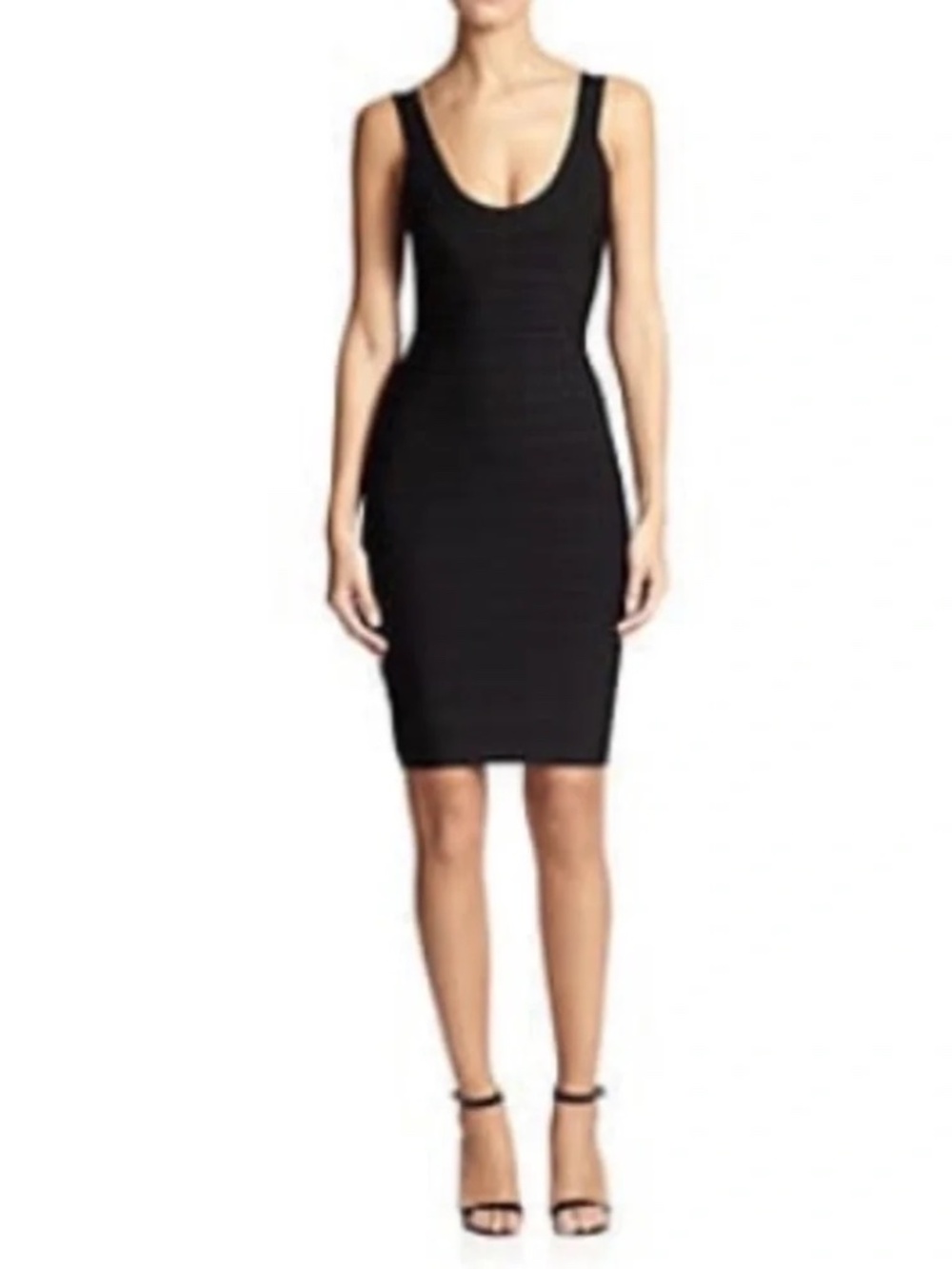 Herve Leger vintage black scoop neck dress